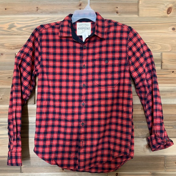 Aeropostale Other - NWT AEROPOSTALE Woven Button Down Plaid Graphic Long Sleeve Shirt Men's Sz S.